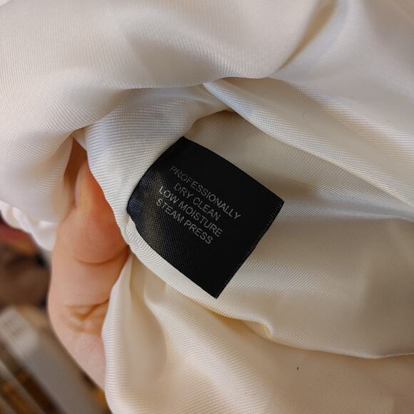 Anne Klein Size Small White Peacoat Wool Rayon Button Coat Pockets Classy - Picture 10 of 10